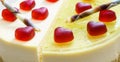 Sweet cake decorated with hearts for International Valentine's Day