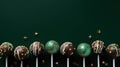 Sweet cakepops on green background. Generative AI