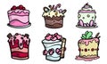 Sweet cakes with cream and decorations vector illustration Royalty Free Stock Photo