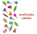 Sweet candies collection hand drawn vector