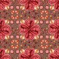 Sweet candly red on braun background pattern