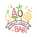 Sweet candy bar logo. Colorful hand drawn label Royalty Free Stock Photo