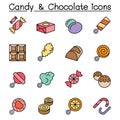 Sweet and candy color line icon set vector illustration graphic design Royalty Free Stock Photo