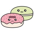 Sweet candy with donut kawaii characters