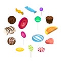 Sweet candy icon set, isometric style Royalty Free Stock Photo