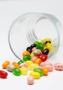 Sweet candy jelly beans in glass this colorful Royalty Free Stock Photo