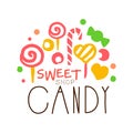 Sweet candy logo. Colorful hand drawn label Royalty Free Stock Photo