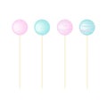 Sweet candy - lollipops set isolated on white. blue and rose icing and sprinkles, stripes and dots.