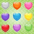 Sweet candy match3 Heart block puzzle button glossy jelly. Royalty Free Stock Photo