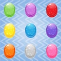 Sweet candy match3 Oval block puzzle button glossy jelly.