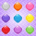 Sweet candy match3 Trapezoid block puzzle button glossy jelly.