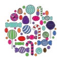 sweet candy round pattern confectionery