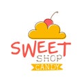 Sweet candy shop logo. Colorful hand drawn label Royalty Free Stock Photo