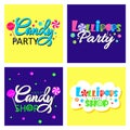 Sweet Candy Shop Logo design vector template set. Lollipops Bon-bon store Logotype Concept icon. Bright colors Royalty Free Stock Photo