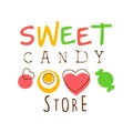 Sweet candy store logo. Colorful hand drawn label Royalty Free Stock Photo