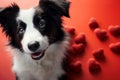 Sweet canine charm Border collie puppy smiles with a heart