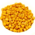 Sweet canned corn slices on white ingredient