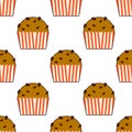 Sweet cape cakes seamless pattern on white background. Flat vector illustration