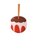 Sweet caramel and chocolate candy apple. Vector illustration in cartoon style.