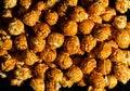 sweet Caramel Cream popcorn on the black background