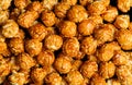 sweet Caramel Cream popcorn on the black background