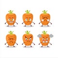 Sweet carrot cartoon character with various angry expressions