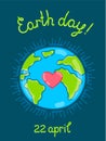 Sweet cartoon greeting card with Earth Planet