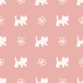 Sweet cats and flowers seamless pattern