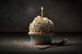 Sweet Celebrations: A Birthday Cupcake with One Candle