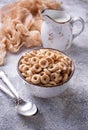 Sweet cereal loops in bowl. Royalty Free Stock Photo