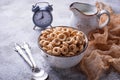 Sweet cereal loops in bowl. Royalty Free Stock Photo
