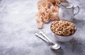 Sweet cereal loops in bowl. Royalty Free Stock Photo