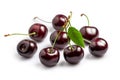 Sweet cherries with cherry leaf isolated on a white background Royalty Free Stock Photo