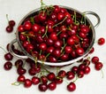 Sweet cherries with water drops in the kitchen