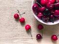 Sweet cherries in white plate