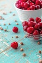 Sweet Cherry in Bowl on Rustic Table Royalty Free Stock Photo