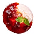 Sweet cherry jam dessert with cream Royalty Free Stock Photo