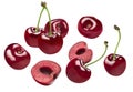 Sweet cherry set isolated on white background Royalty Free Stock Photo