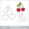 Sweet cherry to be traced. Vector numbers game. Royalty Free Stock Photo