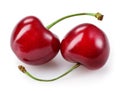 Sweet cherry. Two berries isolated on white background Royalty Free Stock Photo
