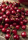 Sweet cherry in water drops a bunch of juicy and ripe cherries Royalty Free Stock Photo