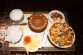 Sweet and chestnut table in celebration of Jewish holidays like Yom Kippur, Rosh Hashana