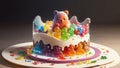 Sweet and Chewy Gummy Bears on an Ice Cream Sandwich.AI Generated