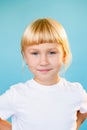 sweet child portrait positive attitude blonde girl