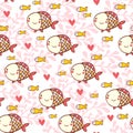 Sweet childish seamless pattern with fish and corals