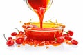 Sweet Chili Sauce, Red Asian Dip, Hot Thai Sauce with Spices and Sugar, Sweet Chinese Chili Sauce Royalty Free Stock Photo