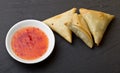Sweet chilli n samosa Royalty Free Stock Photo