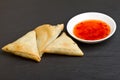 Sweet chilli n samosa Royalty Free Stock Photo