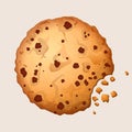 Sweet choco chip cookies with chocolate dots vector illustration.