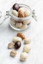 Sweet chocolate almonds. Chocolate eggs Royalty Free Stock Photo